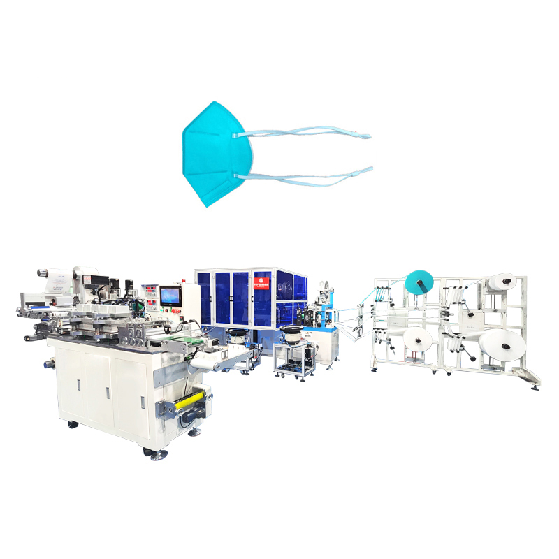 Automatic Lengthening Headband Folding Mask Packing Production Line with Threading Buckle Function & Sticking Sponge Strip Function.
